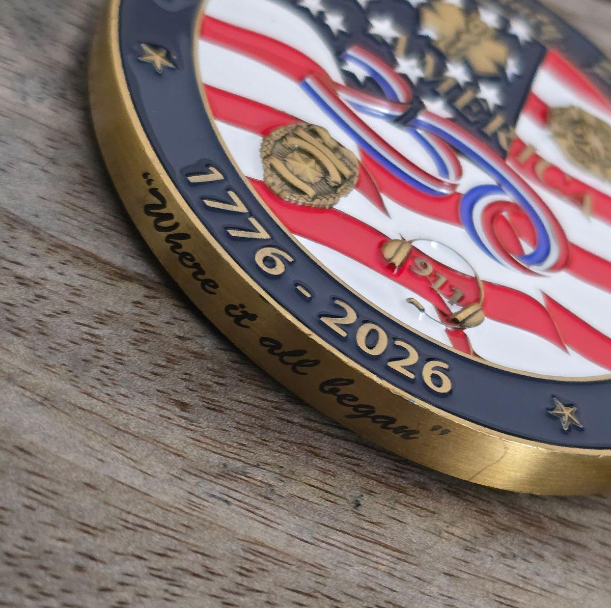 Bucks County PA Commemorative USA 250th Coin Fundraiser 3" Coin - Please read below