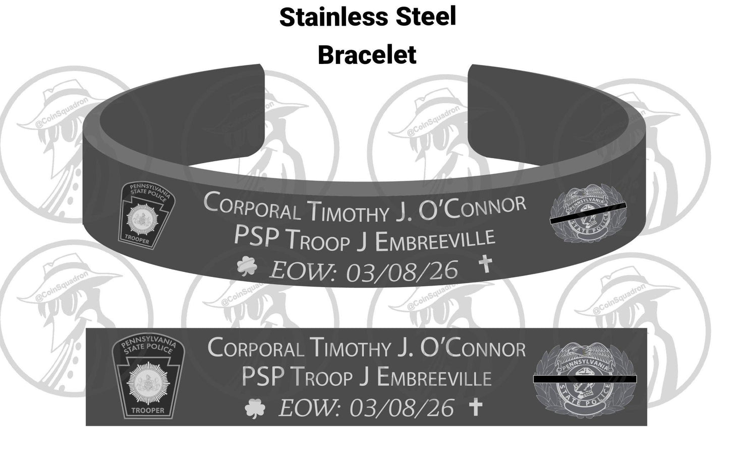 Timothy J. O'Connor Black Stainless Steel Memorial Bracelet