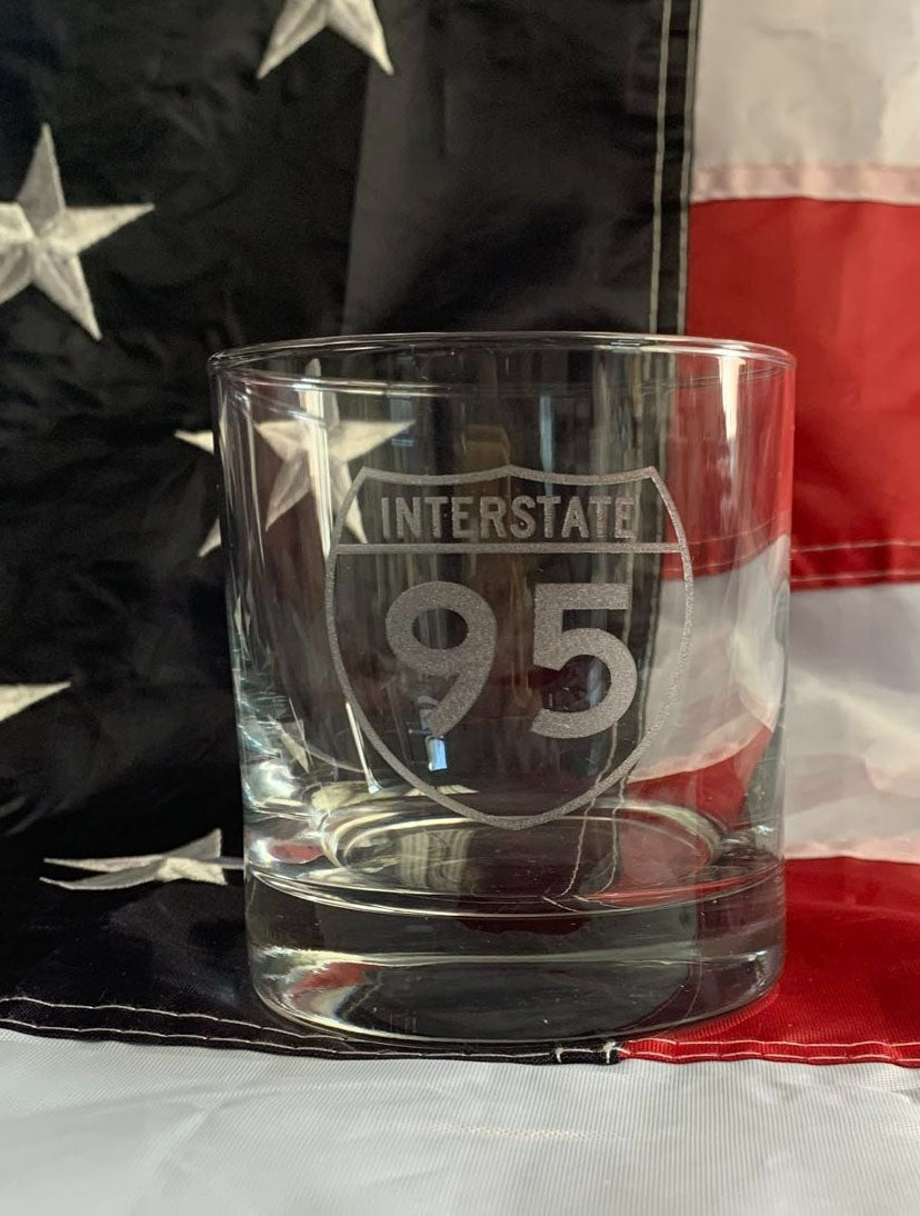 Interstate 95 Rocks Glass
