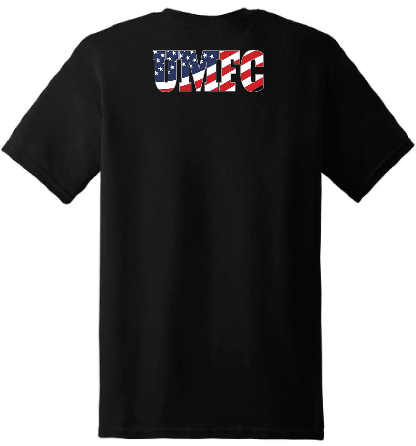 UMFC T-Shirt Front Logo & American Flag Text Back