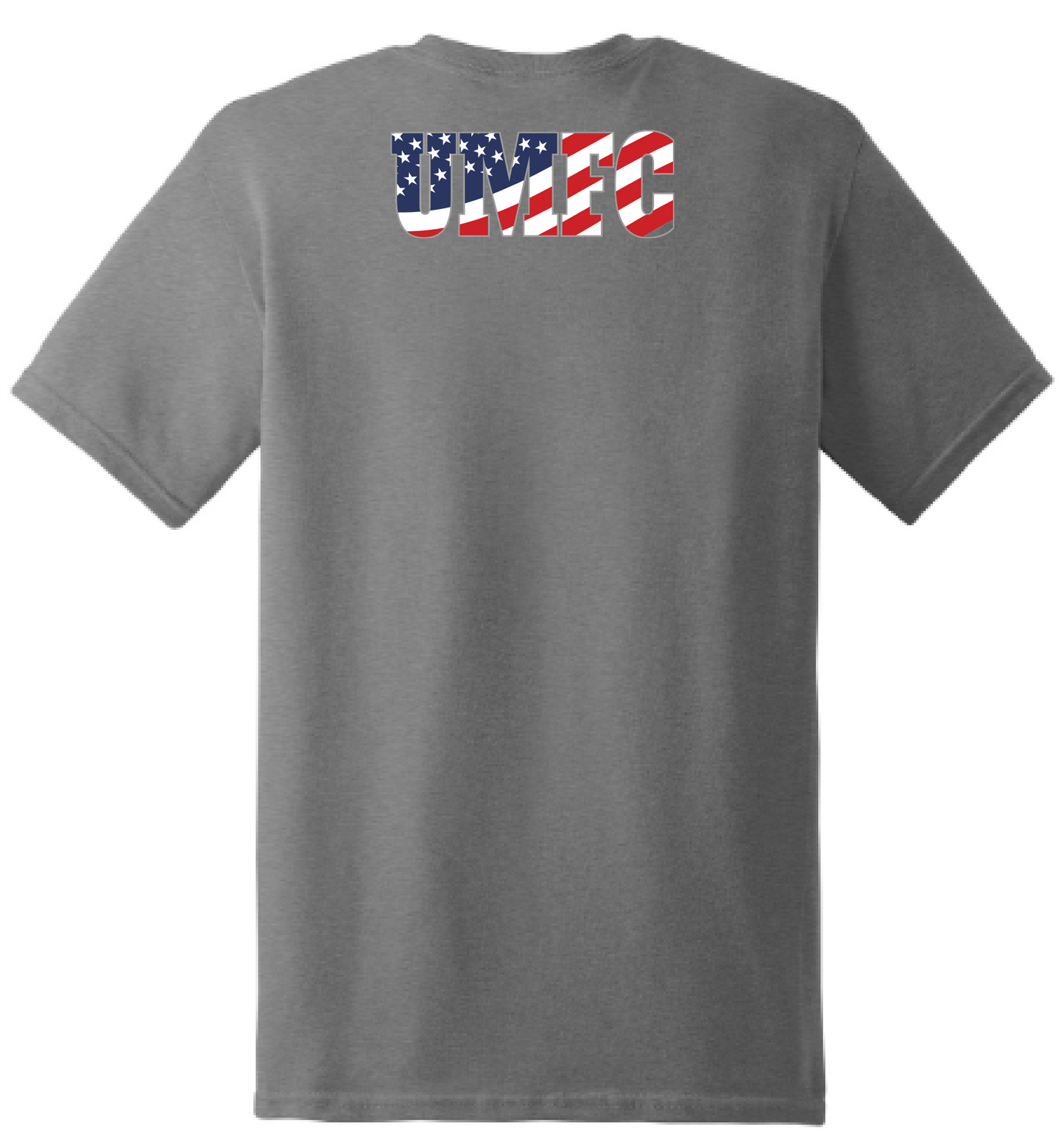 UMFC T-Shirt Front Logo & American Flag Text Back