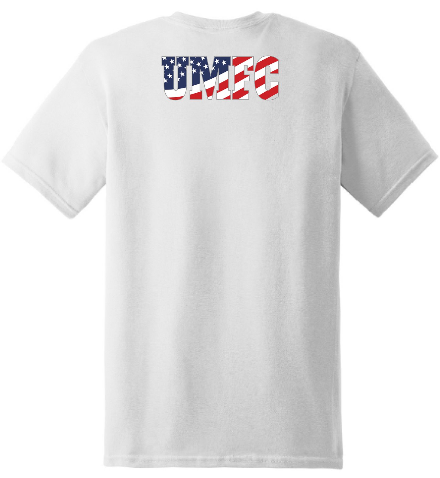 UMFC T-Shirt Front Logo & American Flag Text Back