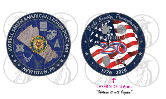 Bucks County PA Commemorative USA 250th Coin Fundraiser 2" Coin - Please read below