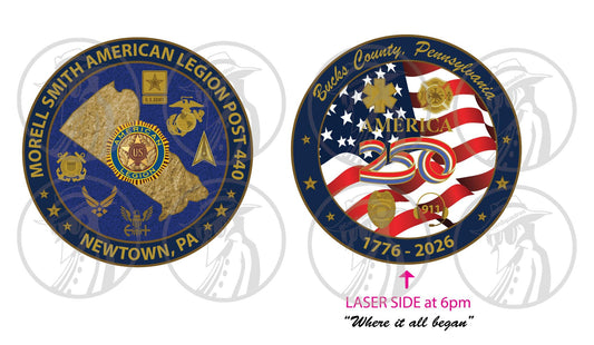 Bucks County PA Commemorative USA 250th Coin Fundraiser 3" Coin - Please read below