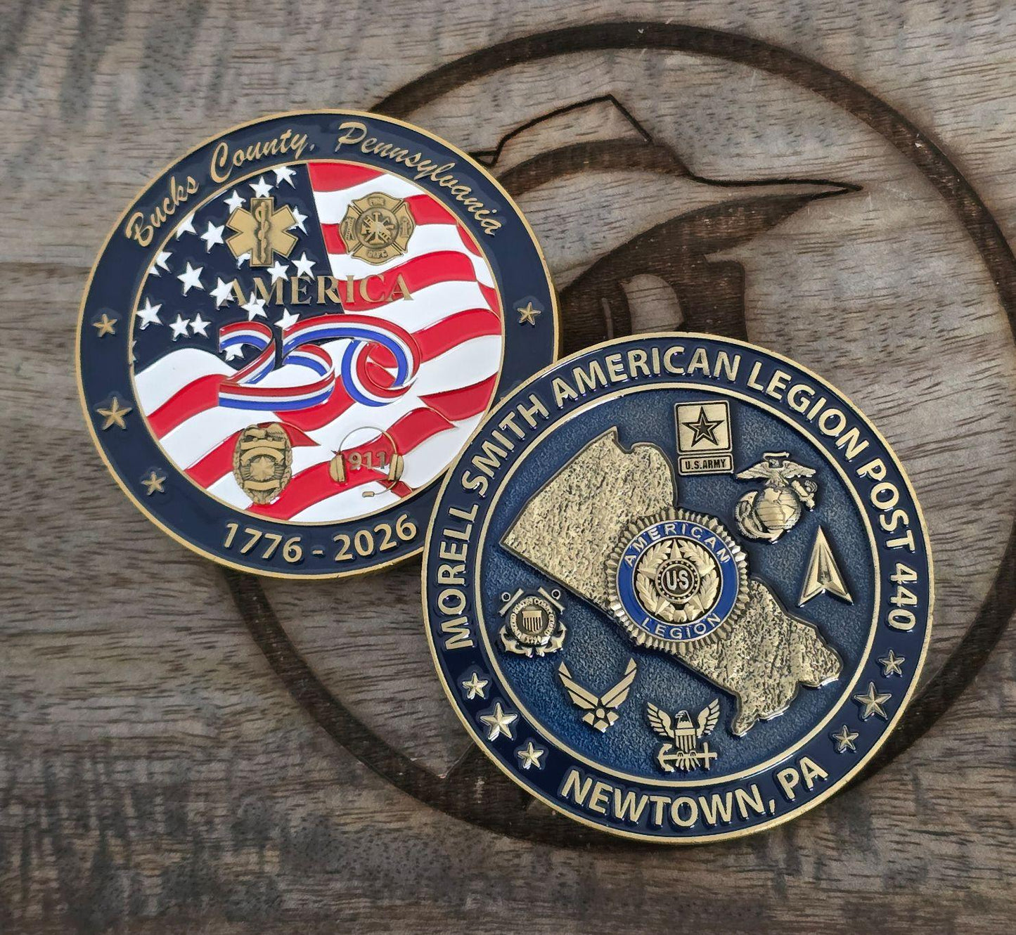 Bucks County PA Commemorative USA 250th Coin Fundraiser 3" Coin - Please read below