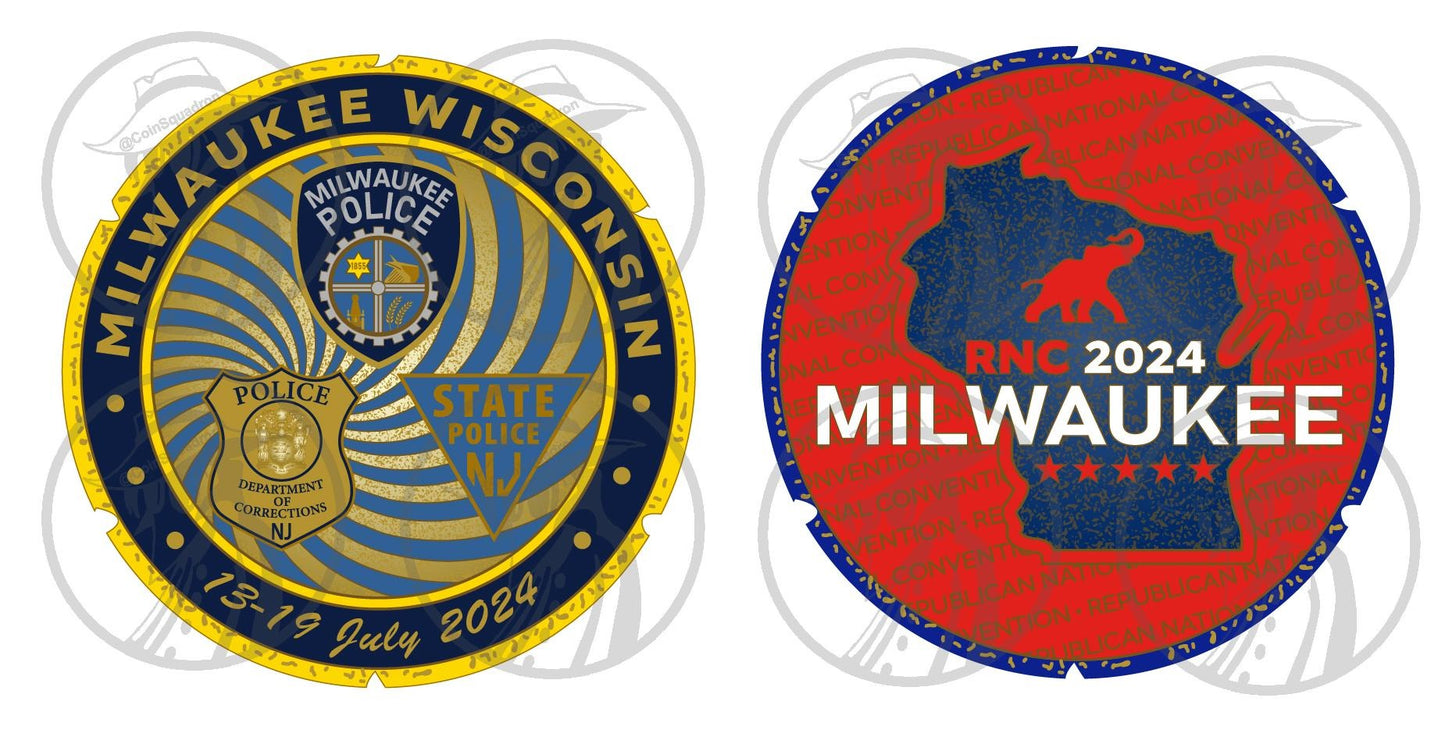 PRE-SALE - Pls read below:  RNC 2024 Milwaukee WI MPD NJSP NJDOC Coin