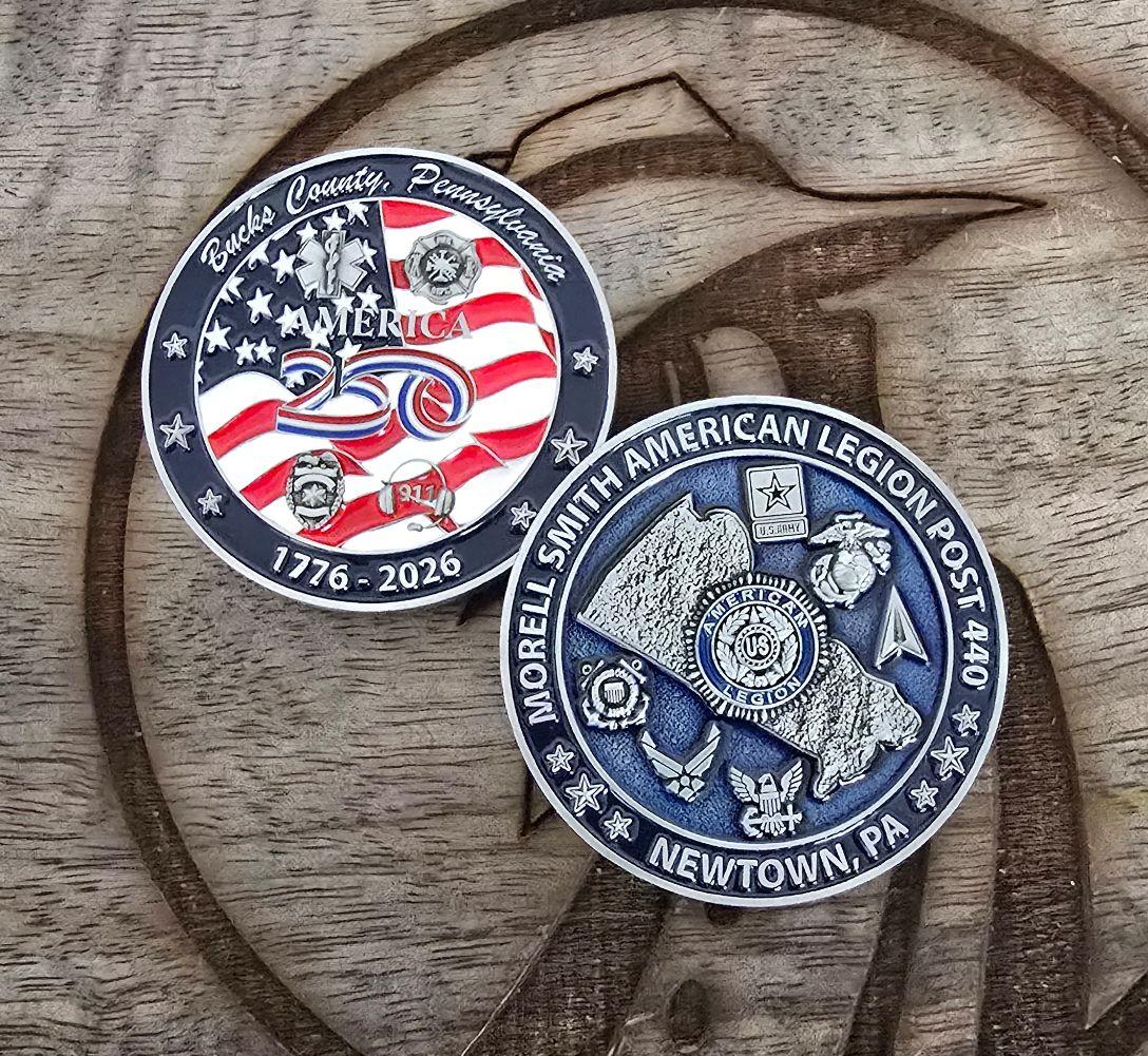 Bucks County PA Commemorative USA 250th Coin Fundraiser 2" Coin - Please read below