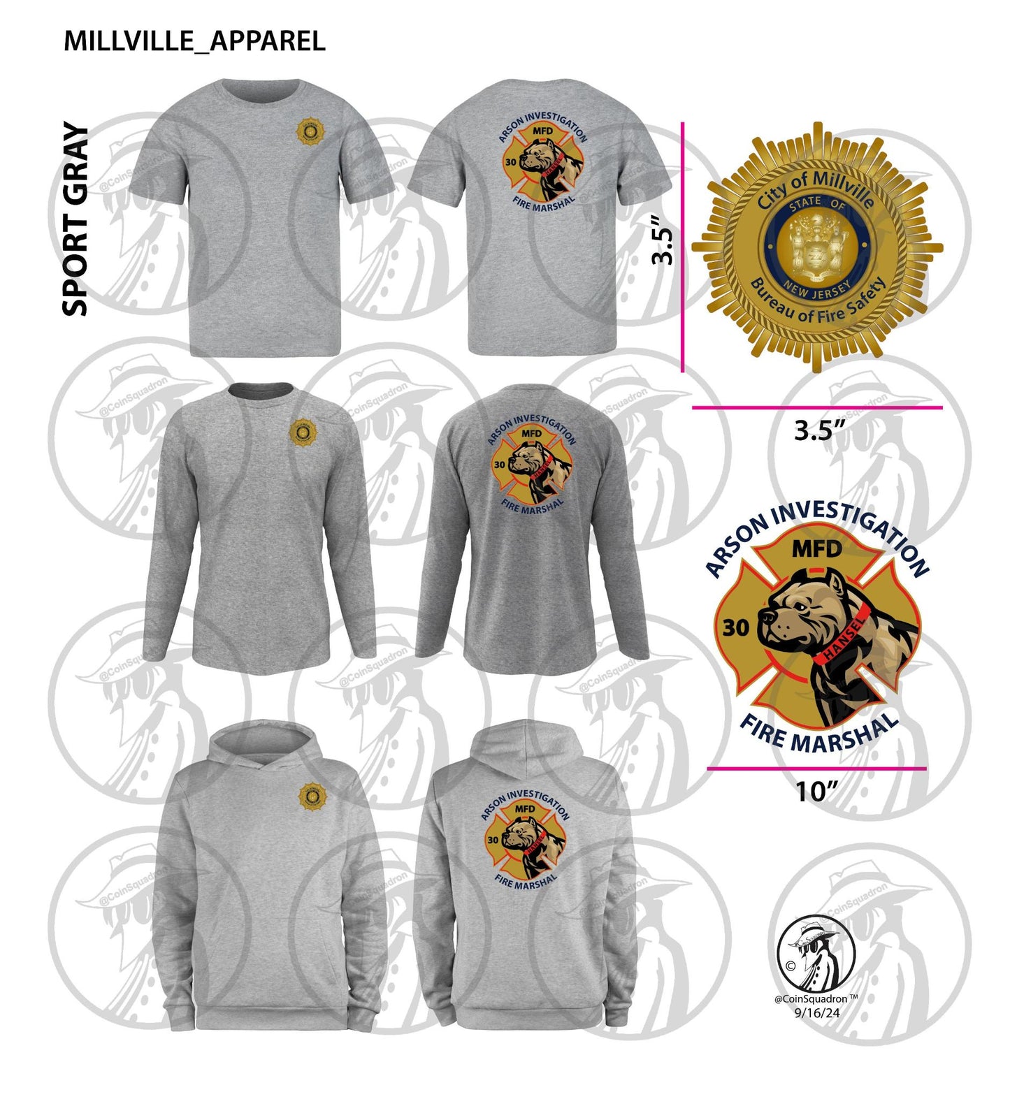 PRE-SALE - MILLVILLE FIRE K9 HANSEL APPAREL FUNDRAISER 2025 - Pls read below