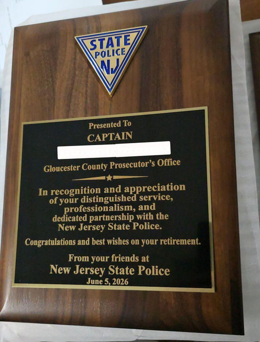 NJSP Appreciation Plaque
