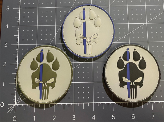 K9 Skull and Paw Patch with Hook & Loop Back